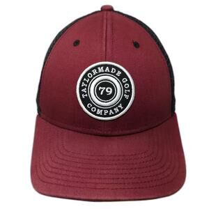 TaylorMade Trucker Hat Red Black OS Mesh Snapback Adjustable 79 Patch Golf Logo